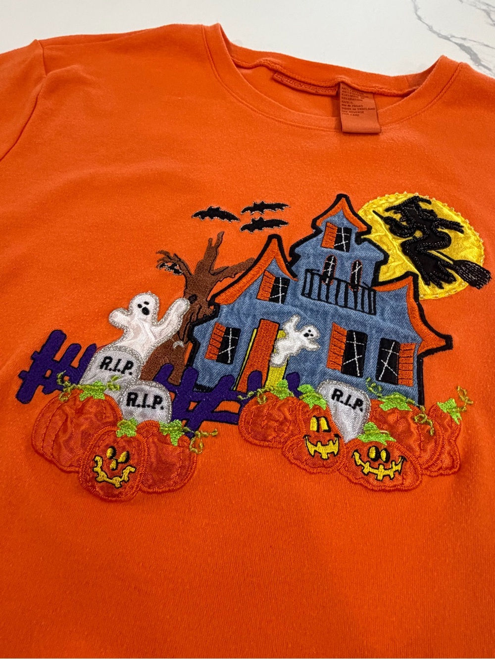 VTG Y2K Fashion Classics Halloween Beaded Embroidered T Shirt Large Appliqué